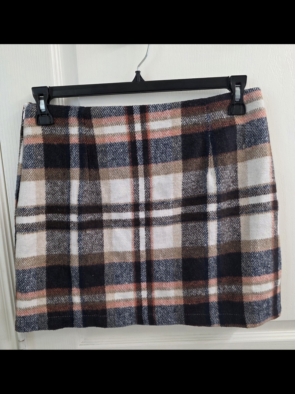 Plaid Mini Skirt in Black, Cream & Brown